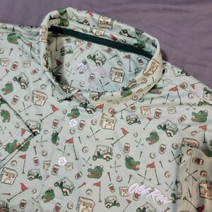 Old Row Polo Golf Shirt Men's Large Multicolor All Over Print Short Sleeve